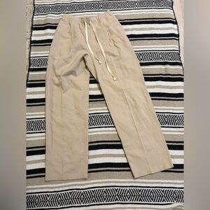 UNI QLO Light Tan Casual Pants Beige Size Small elastic waist & drawstringNWOT